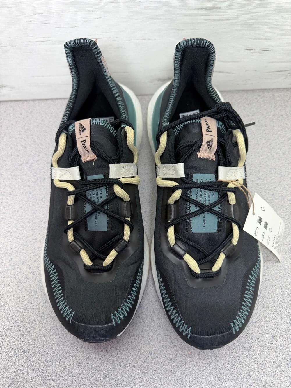 adidas Men’s Black Sneakers with Teal and Cream Accents